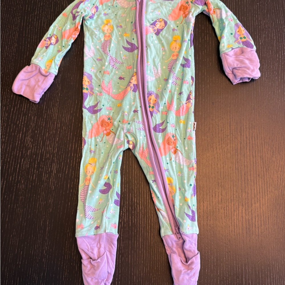 Little Sleepies Mermaid Print Footie - Aqua and Purple